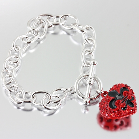Fleur De Lis "Heart" Charm Bracelet