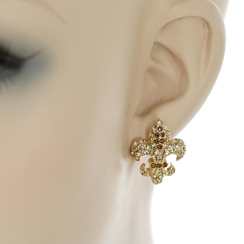 Fleur De Lis Rhinestone Earrings