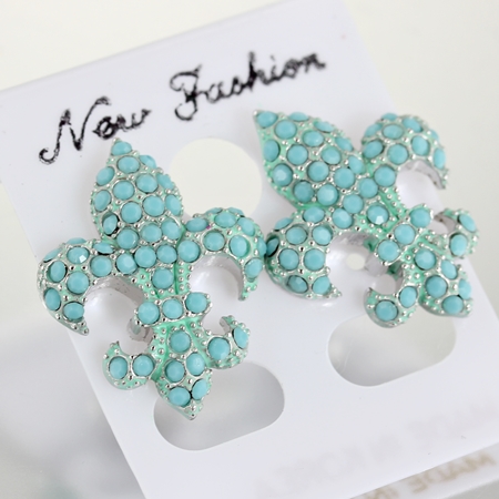 Fleur De Lis Turquoise Earrings
