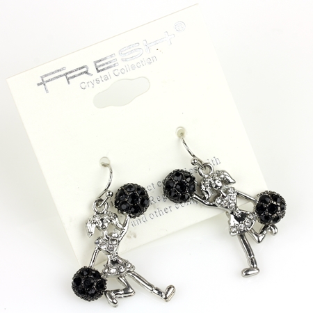 Sports "Cheerleader" Rhinestone Fish Hook Earrings