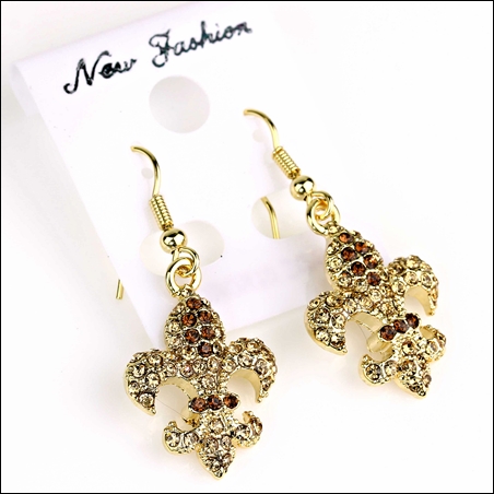 Fleur De Lis Rhinestone Earrings