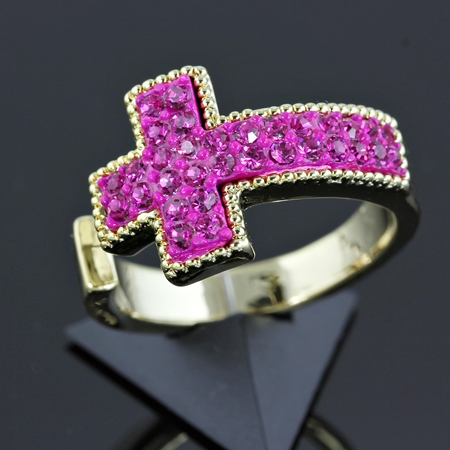 Cross Rhinestone Adjustable Ring