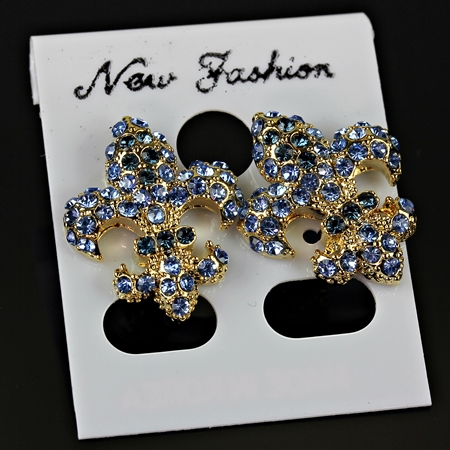 Fleur De Lis Rhinestone Earrings