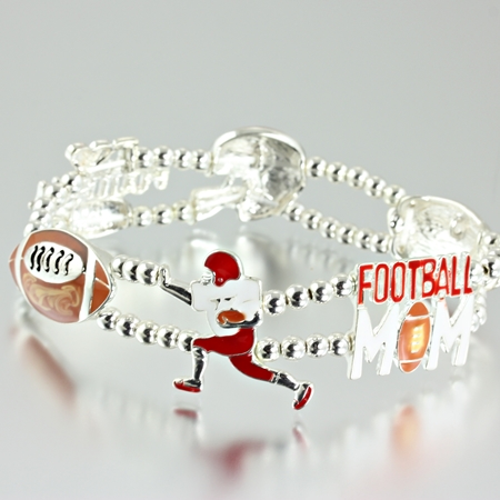 Sport Theme "Football MOM" Stretch Bracelet (Bulk Discount)