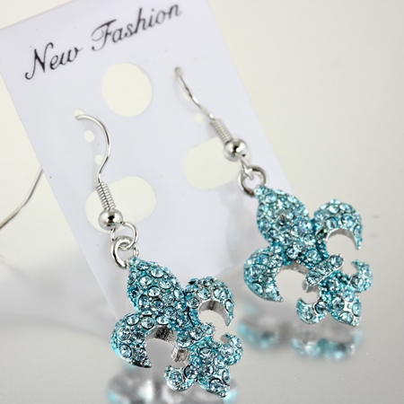 Fleur De Lis Rhinestone Earrings