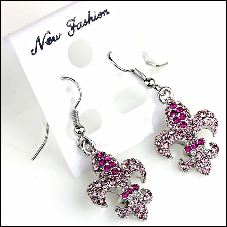 Fleur De Lis Rhinestone Earrings
