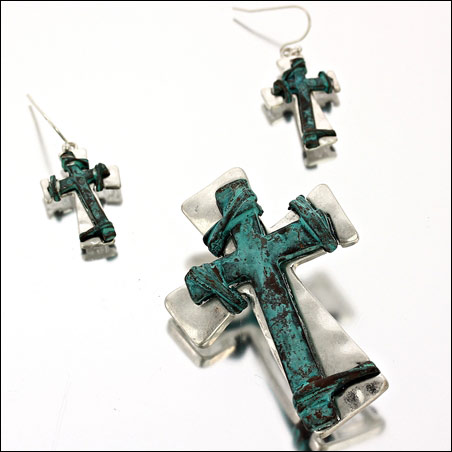 Cross Pendant and Earring Set