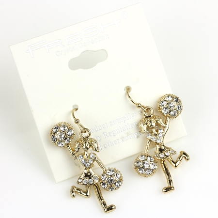 Sports "Cheerleader" Rhinestone Fish Hook Earrings