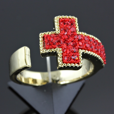 Cross Rhinestone Adjustable Ring