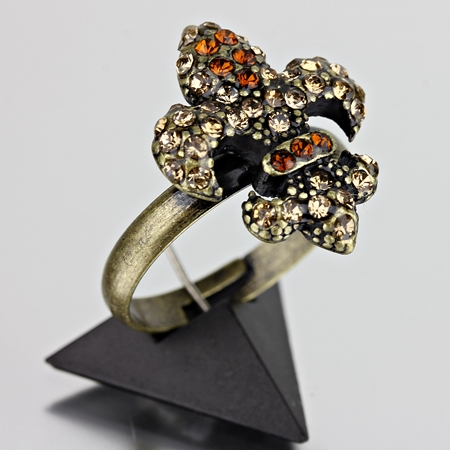 Fleur De Lis Rhinestone Adjustable Ring