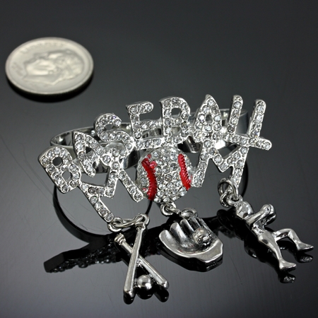 Sports Theme Two Finger "Baseball MOM" Adjustable Ring