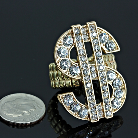 Fashion Rhinestone "Dollar" Stretch Ring