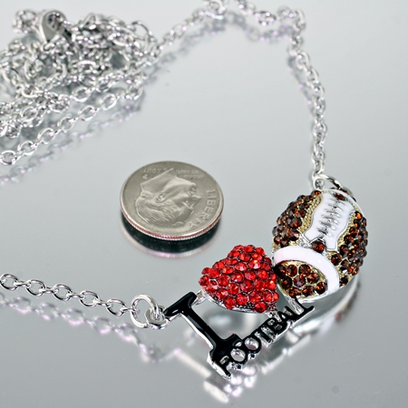 Sports Theme I Love Foot Ball Pendant Necklace