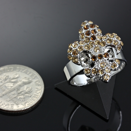 Fleur De Lis Rhinestone Adjustable Size Ring