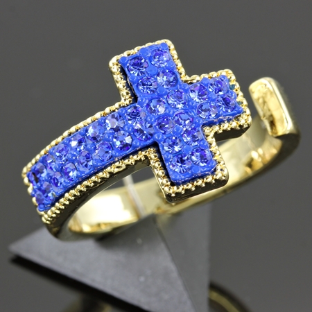 Cross Rhinestone Stretch Ring