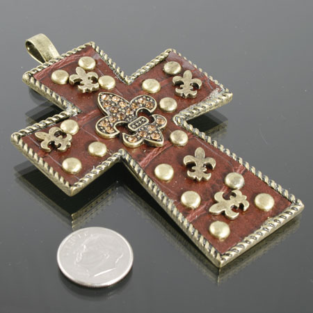 Cross with Fleur De Lis Pendant