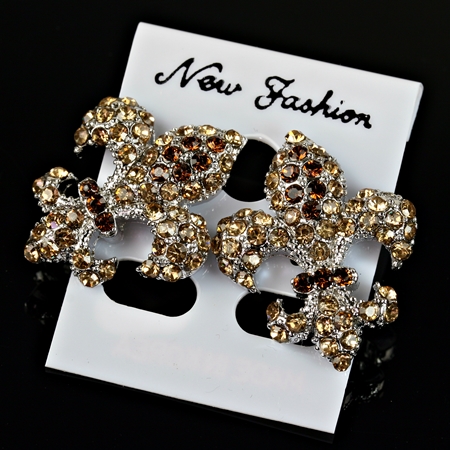 Fleur De Lis Rhinestone Earrings