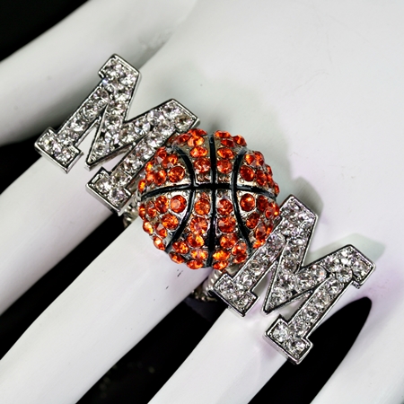 Sports Theme "Basketball Mom" Stretch Ring