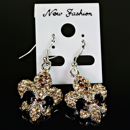 Fleur De Lis Rhinestone Earrings