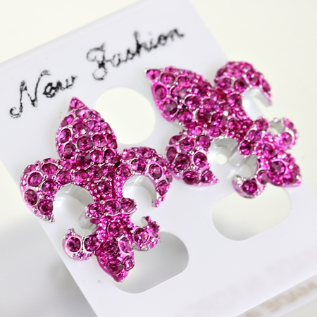 Fleur De Lis Rhinestone Earrings