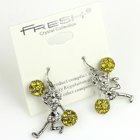 Sports "Cheerleader" Rhinestone Fish Hook Earrings