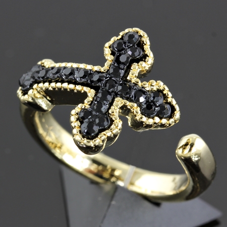 Cross Rhinestone Stretch Ring