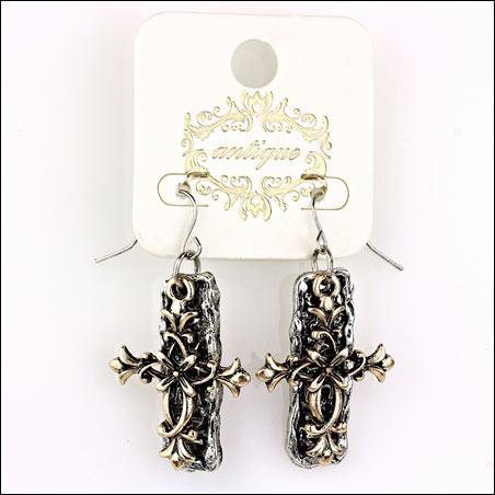 Cross Fish Hook Earrings