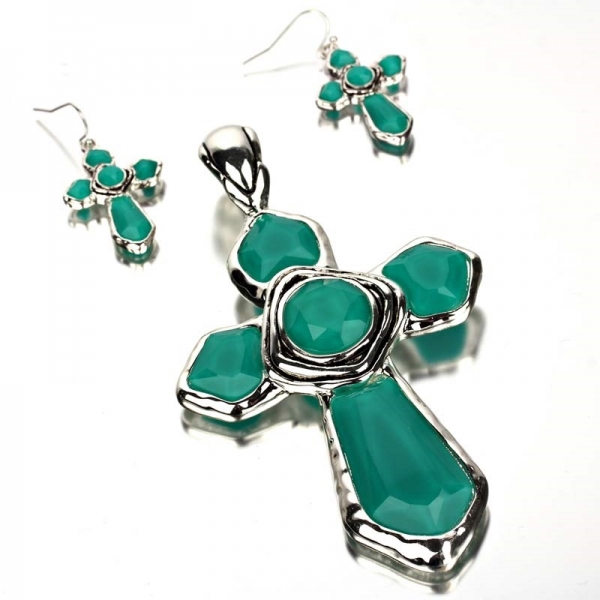Cross Pendant and Earring Set