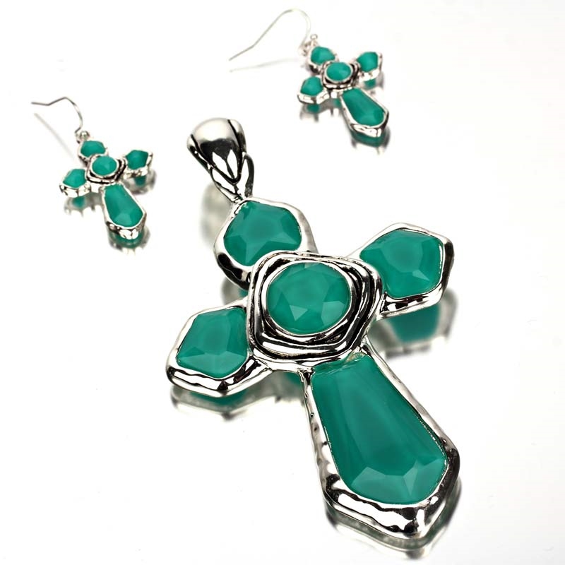 Cross Pendant and Earring Set