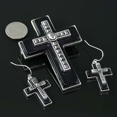 Cross Pendant and Earring Set
