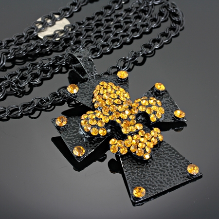 34" Long Fleur De Lis Large Pendant Necklace