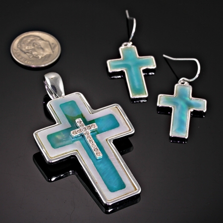 Cross Pendant and Earring Set