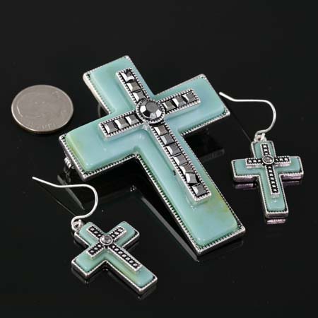 Cross Pendant and Earring Set