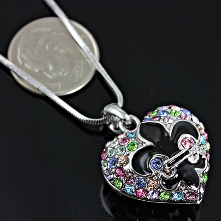 Heart w/Fleur De Lis Logo Pendant Necklace