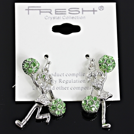 Sports "Cheerleader" Rhinestone Fish Hook Earrings