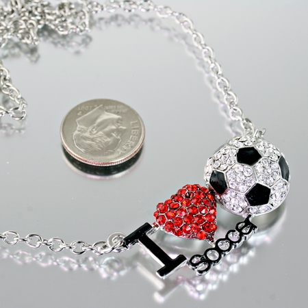 Sports Theme I Love Soccer Pendant Necklace