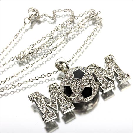 Sports Theme Soccerball Mom Pendant Necklace