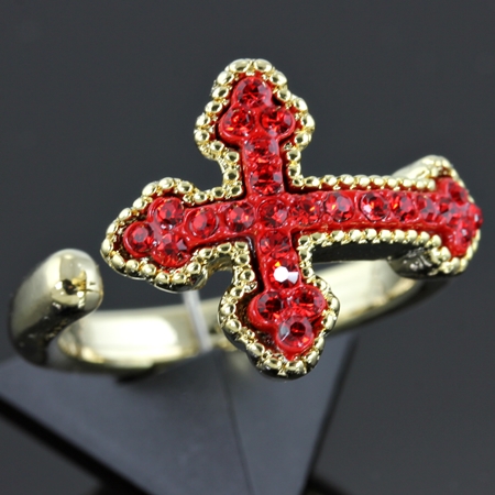 Cross Rhinestone Stretch Ring