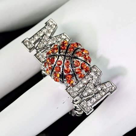 Sports Theme "Basketball Mom" Stretch Ring
