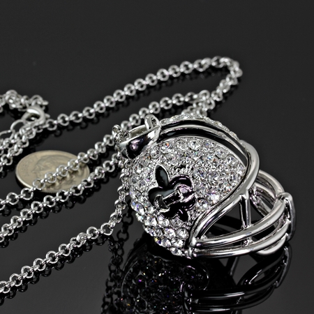 Large Football Helmet w/Fleur De Lis Logo Pendant Necklace