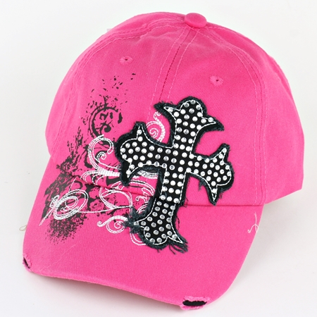 Cross Rhinestone Vintage Cap