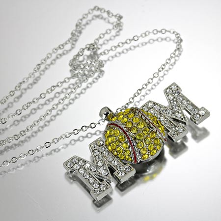 Sports Theme Large Soft Ball Mom Pendant Necklace
