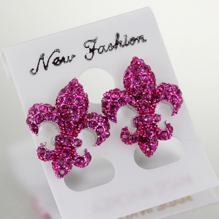 Fleur De Lis Rhinestone Earrings