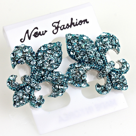 Fleur De Lis Rhinestone Earrings