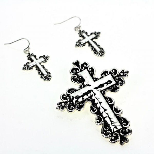 Cross Pendant and Earring Set