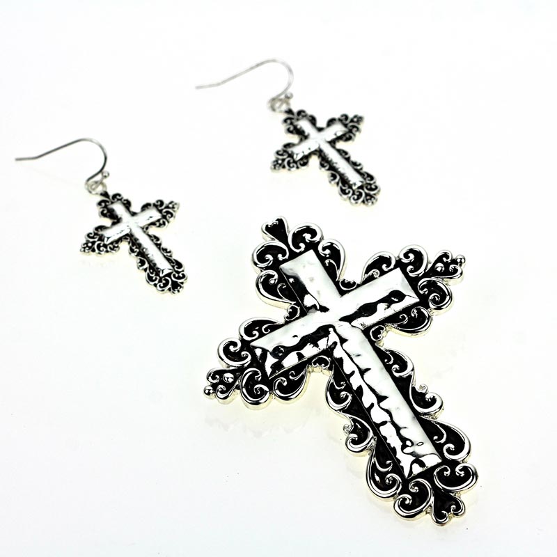 Cross Pendant and Earring Set