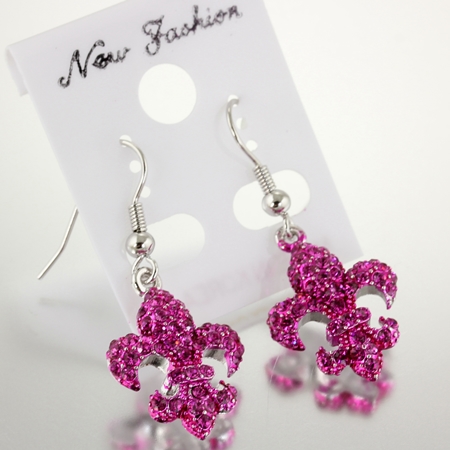 Fleur De Lis Rhinestone Earrings