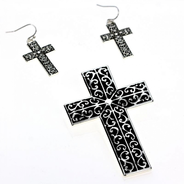 Cross Pendant and Earring Set