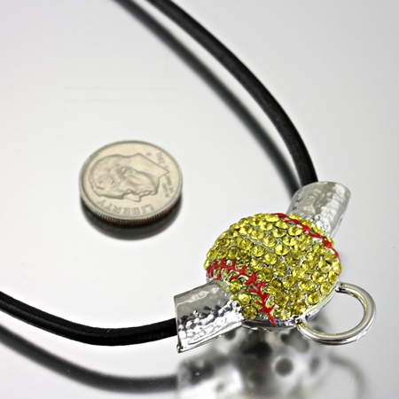 Sports Theme Soft Ball ID Badge and Glass Holder Necklace