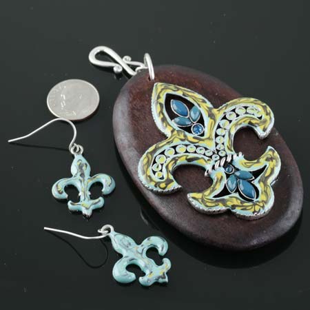 Fleur De Lis Pendant and Earring Set